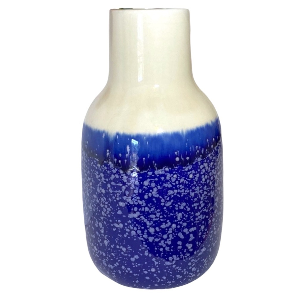 Floor9 • Indigo & White Ombré Speckled Vase • Glazed Ceramic